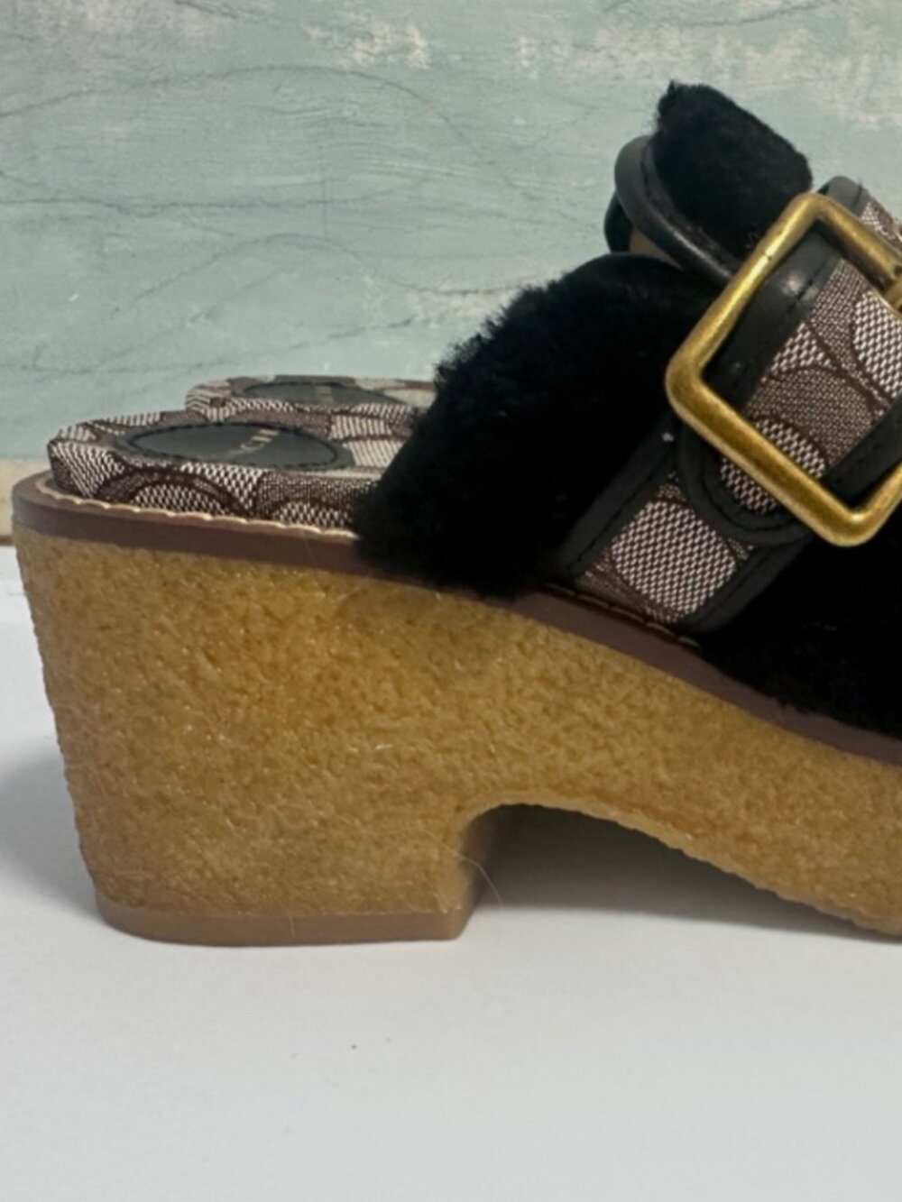 Coach Shearling Mules Back Clogs platform - Picture 10 of 10